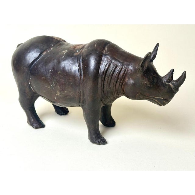 Metal Handcrafted Bronze Rhinoceros Sculpture, 1960s For Sale - Image 7 of 15