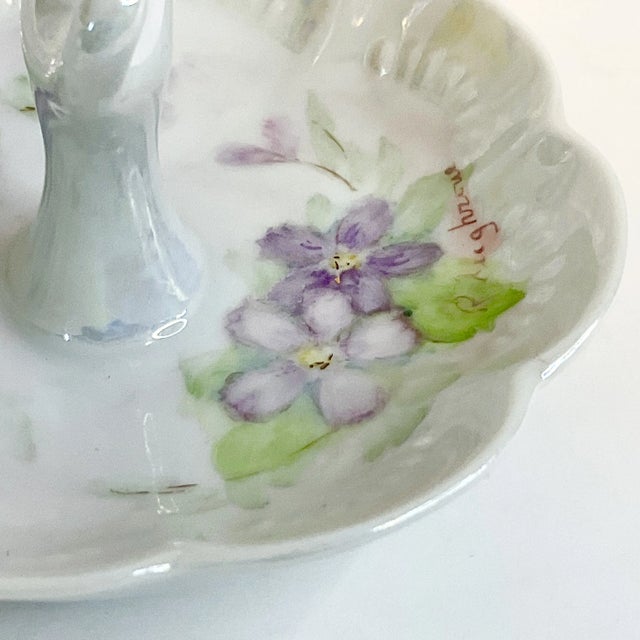 Ceramic Early 20th Century English Hand Painted Trinket Ring Dish, Artist Signed For Sale - Image 7 of 9