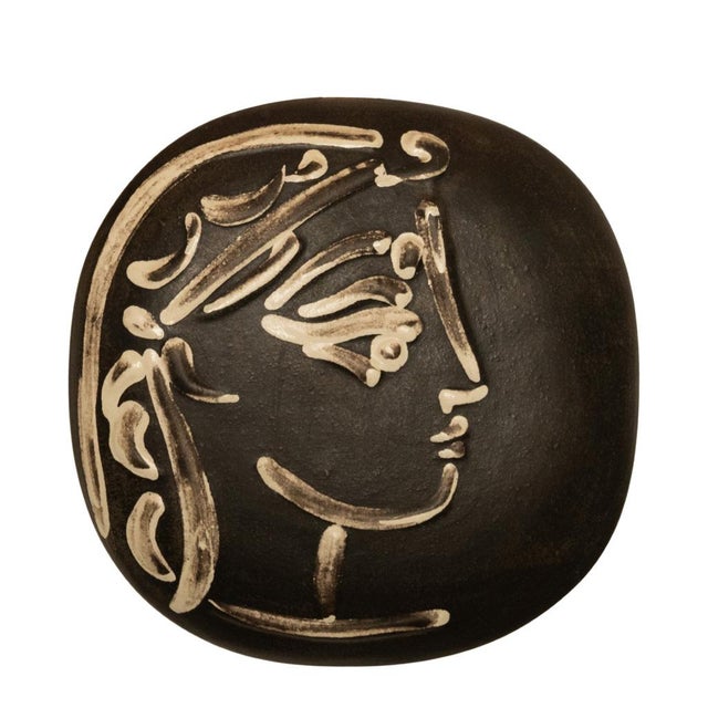1950s 'Profil De Jacqueline' Ceramic Convex Madoura Pottery Wall Plaque A. Ramie 383 Pablo Picasso, 1956 For Sale - Image 5 of 8