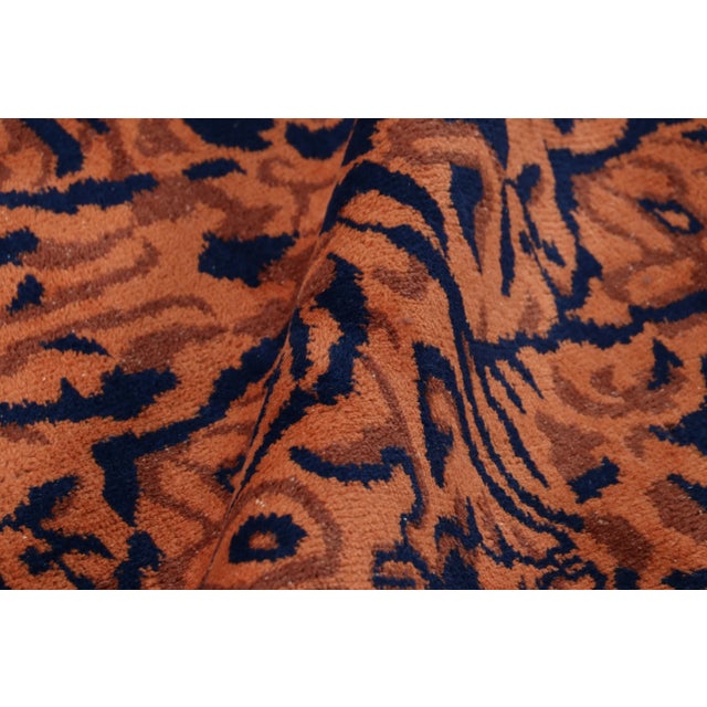 Textile Vintage Zeki Müren Rug, Rust and Navy Blue All Over Patterns - Rug & Kilim For Sale - Image 7 of 8
