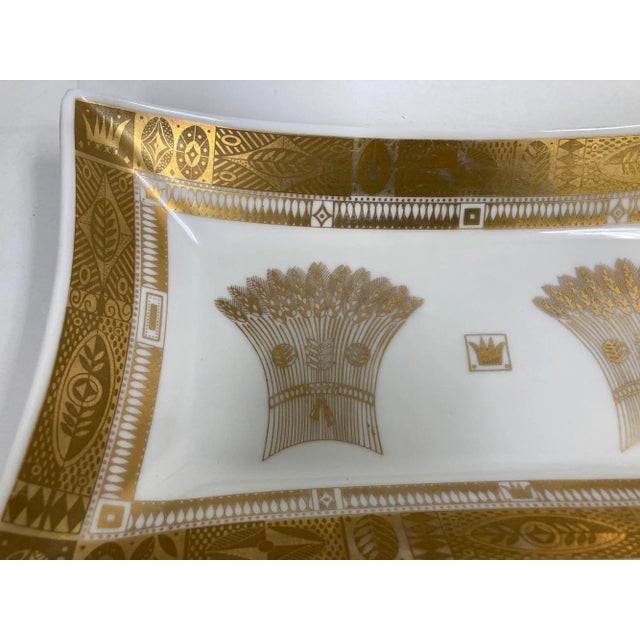 Mid-Century Modern 1960s Georges Briard Milk Glass Bowl With Golden Harvest Design Art Deco Style For Sale - Image 3 of 13