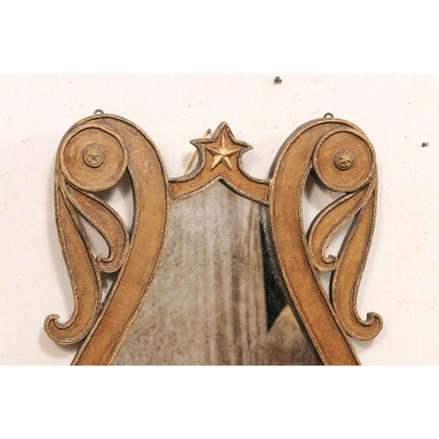 Mid 20th Century Italian Lyre-Shaped Mirror W/Star Accents For Sale - Image 4 of 12