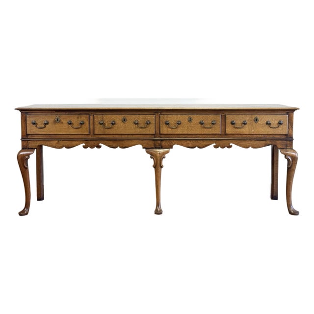 Vintage Elongated Queen Anne Style Console Table For Sale