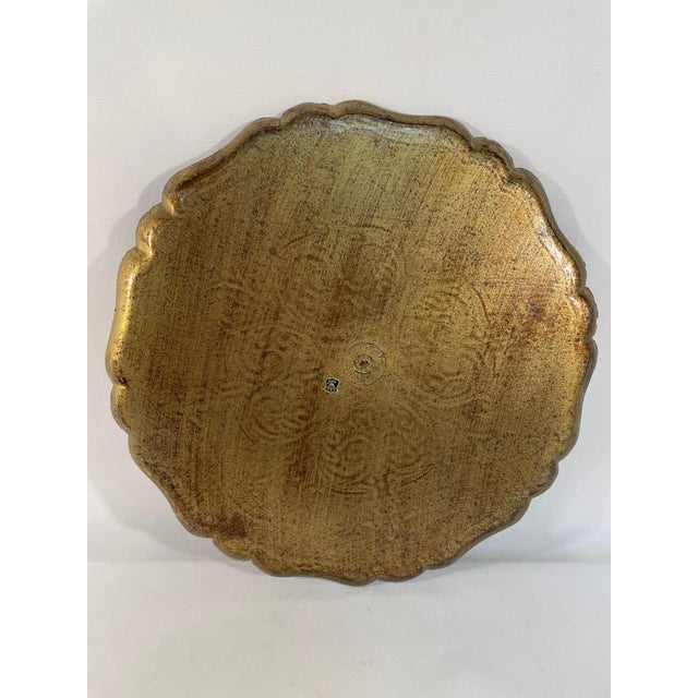 Vintage 1940s Gilded Italian Florentine Round Tray, Made in Italy For Sale - Image 13 of 16
