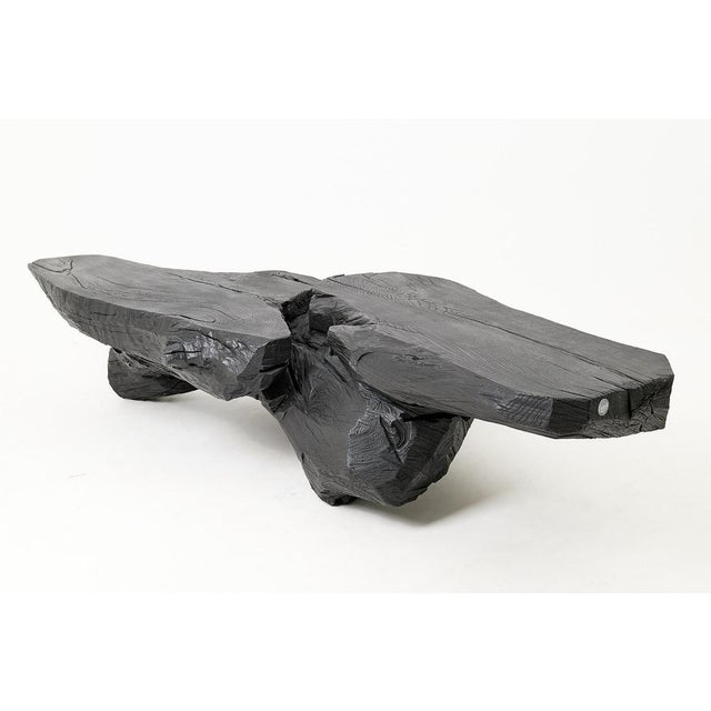 Sculptural Rustic Coffee Table in Burnt Black Wood by Logniture For Sale - Image 12 of 18