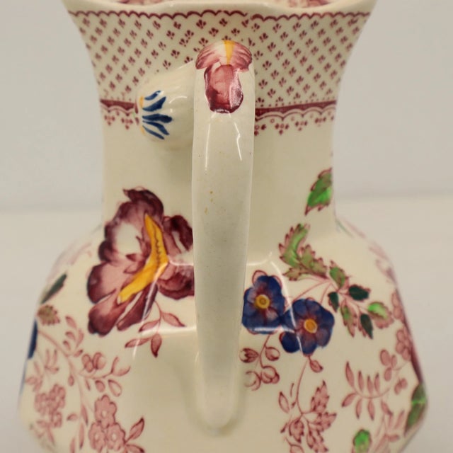 Ceramic Vintage Mason’s Paynsley Ironstone Hydra Jug England Floral Pitcher For Sale - Image 7 of 10