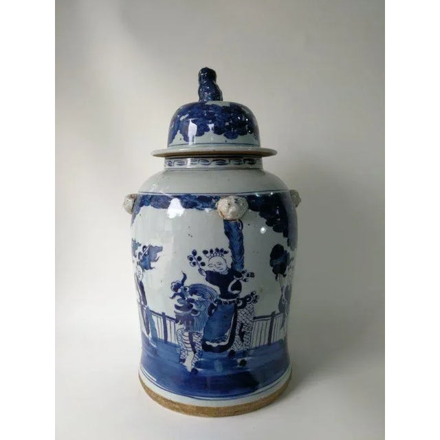 2020s Chinese Blue and White Porcelain Ginger Jar With Hand Painted Playing Children For Sale - Image 5 of 12