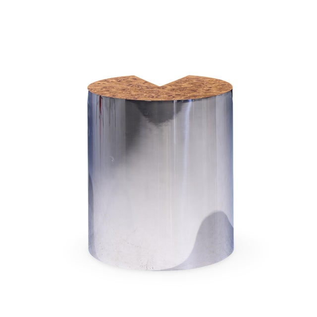 Chrome Leon Rosen for Pace Style Mid Century Pac-Man Chrome Drum Tables - Pair For Sale - Image 8 of 11