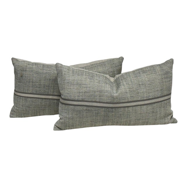 Thom Filicia Home Collection Draper Slate Lumbar Pillows For Sale