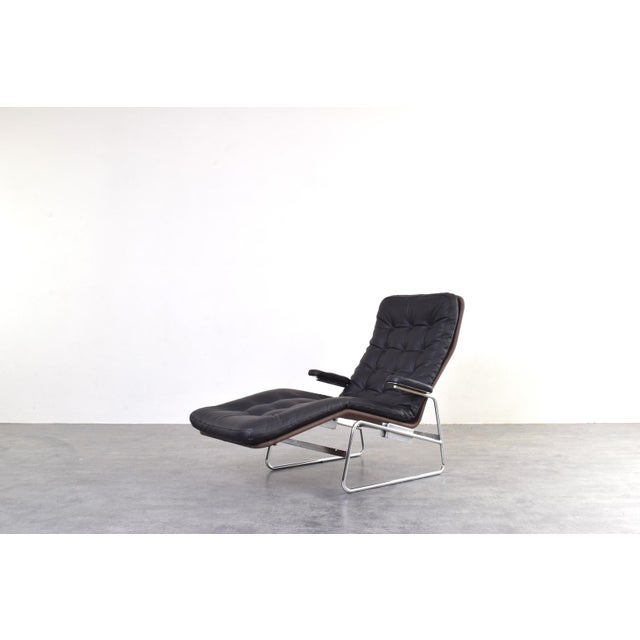 Mid-Century Modern Bauhaus Model Fenix Chaise Lounge in Leather and Chrome by Sam Larsson for Dux, 1960s For Sale - Image 3 of 15