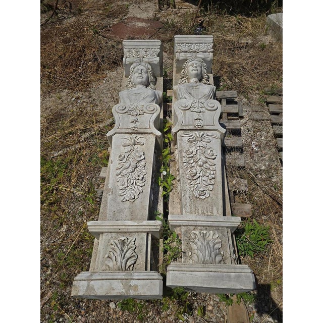 Stone Large Caryatid Sculptures, Late 20th Century, Marble, Set of 2 For Sale - Image 7 of 14