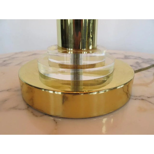 Mid-Century Modern 1950s Brass and Lucite Lamp by Frederick Cooper With Shade For Sale - Image 3 of 8