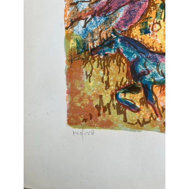 1980’s Original Abstract Bucking Horse Colorful Surreal Lithograph Print Signed & Numbered For Sale - Image 4 of 7