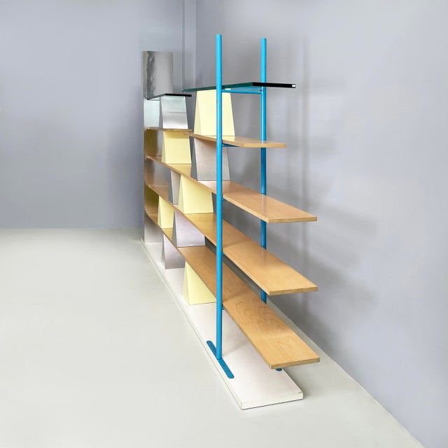 Italian Modern Glass, Wood and Metal Gritti Bookcase by Andrea Branzi for Memphis, 2000s For Sale - Image 3 of 18