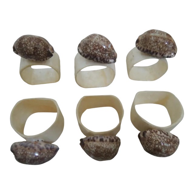 1960s Mother of Pearl and Shell Napkin Rings - Set of 6 For Sale