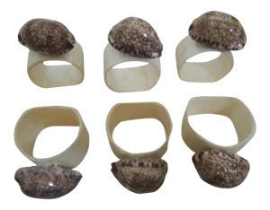1960s Mother of Pearl and Shell Napkin Rings - Set of 6
