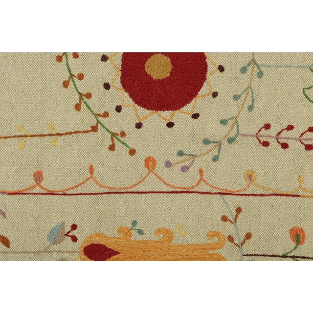 Modern Rug & Kilim’s Suzani Style Kilim in Cream With Polychrome Paisleys and Florals For Sale - Image 3 of 7