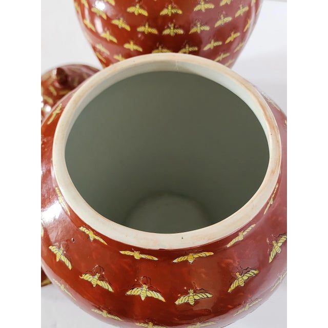 Large Ceramic Ginger Jar With Bee Motif-A Pair For Sale - Image 10 of 12