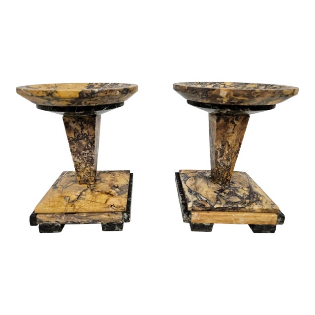 French Art Deco Marble Garniture Mantle Pedestals For Sale