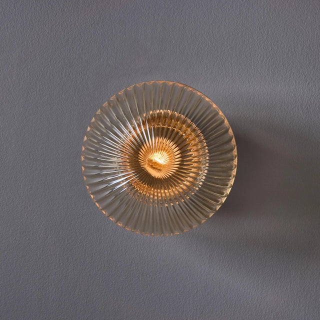 1960s Swedish Modern Pressed Glass & Porcelain Wall or Ceiling Lamp For Sale - Image 12 of 13