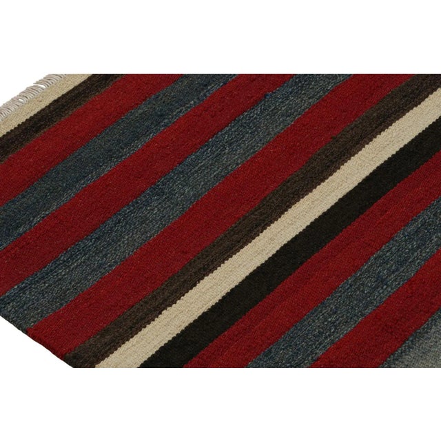 Rug & Kilim’s Afghan Tribal Kilim Rug in Red With Geometric Striped Patterns For Sale In New York - Image 6 of 7