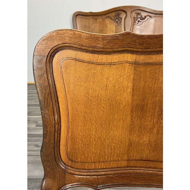 Vintage French Louis XVI Double Bed Frame in Oak For Sale - Image 5 of 12