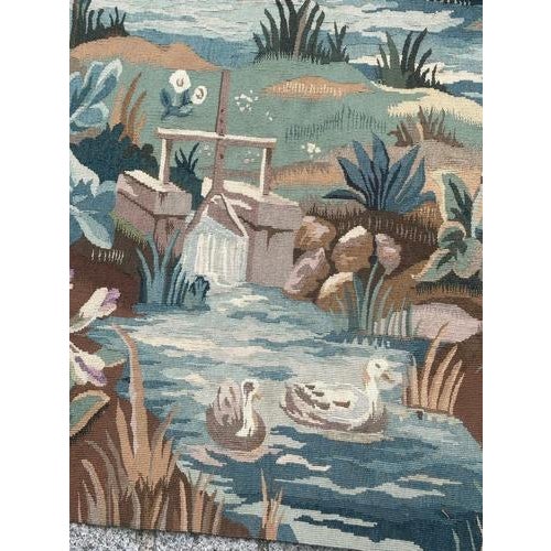 Mid-Century Handwoven Aubusson The Man Near the River Tapestry, 1970s For Sale - Image 4 of 18