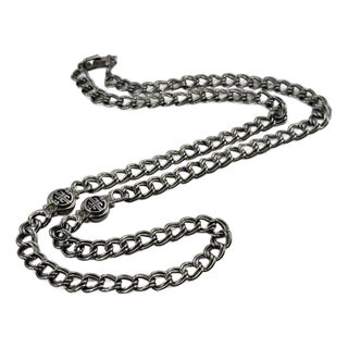 Vintage Givenchy Crystal Station Necklace in Silver Tone With Rhinestones For Sale