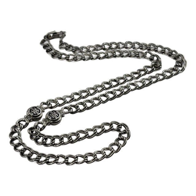 Vintage Givenchy Crystal Station Necklace in Silver Tone With Rhinestones For Sale