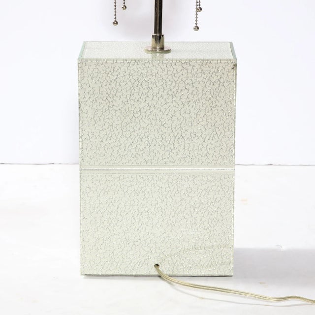 Modernist Rectilinear Glass Table Lamp in Frost Blue Craquelure by Robert Rida For Sale - Image 11 of 13