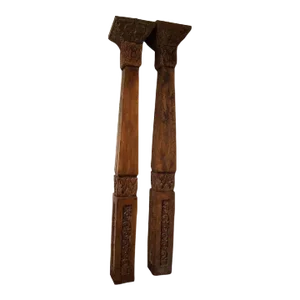 Balinese Carved Teak Columns - a Pair