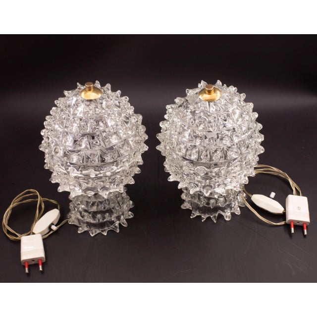 1940s Set of 2 Table Lamps in Rostrato Murano Glass Vase for Barovier & Toso, 1940 For Sale - Image 5 of 11