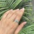 Mid 20th Century Style Sterling Silver Emerald & Diamond Halo Bypass Ring Size 7.5 For Sale - Image 6 of 12