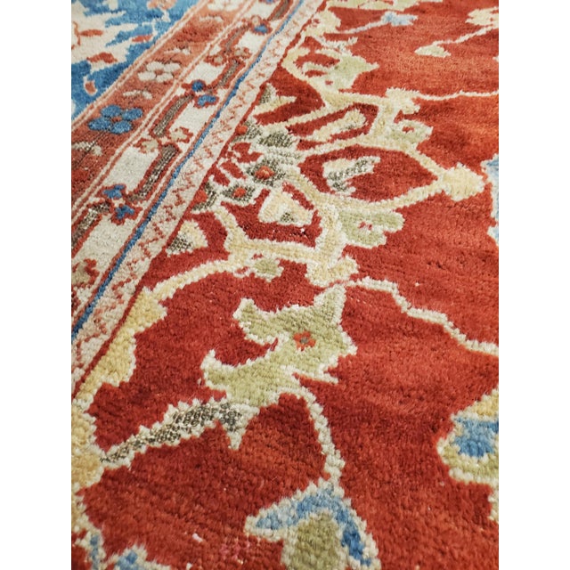 Antique Persian Sultanabad Carpet, Handmade Oriental Rug, Red, Light Blue & Gold For Sale In New York - Image 6 of 18