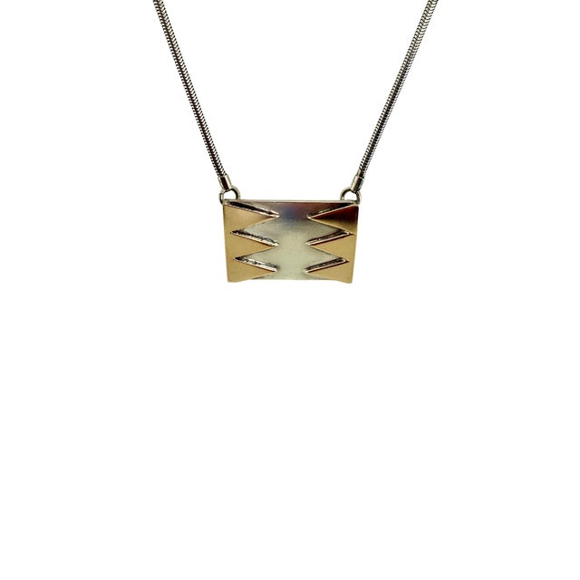 M&j Savitt Modernist Sterling Silver and 14k Gold Pendant Necklace, 1970s-1980s For Sale - Image 4 of 9