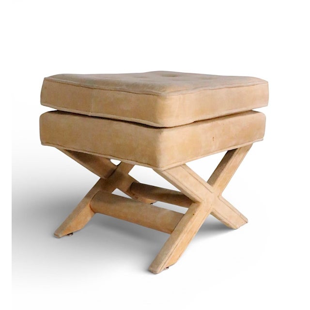 Mid 20th Century Hollywood Regency Stool Upholstered Ottoman For Sale - Image 9 of 12