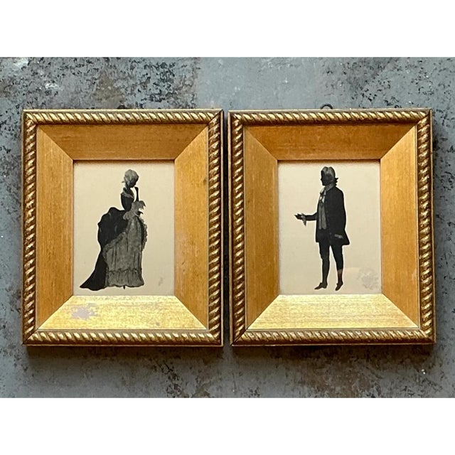 Vintage Silhouette Portraits in Gold Frames - Pair For Sale - Image 9 of 12