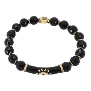 Black Onyx Stone Evil Eye Protection Beaded Bracelet For Sale
