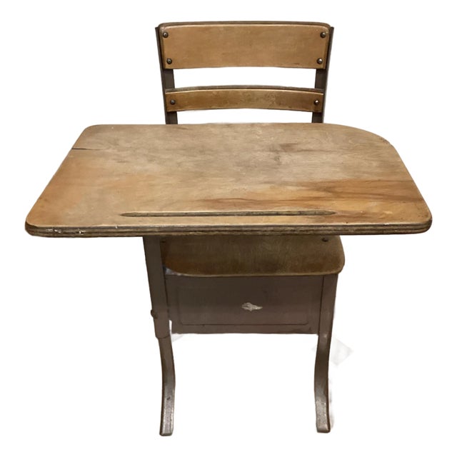 Vintage Student Chair W Attached Desk For Sale
