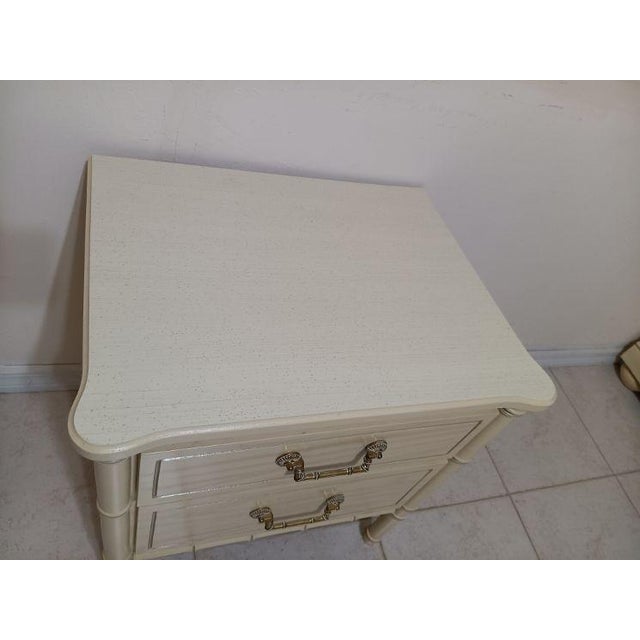 Vintage Nightstand Hollywood Regency Style Faux Bamboo 2 Drawer For Sale - Image 9 of 9