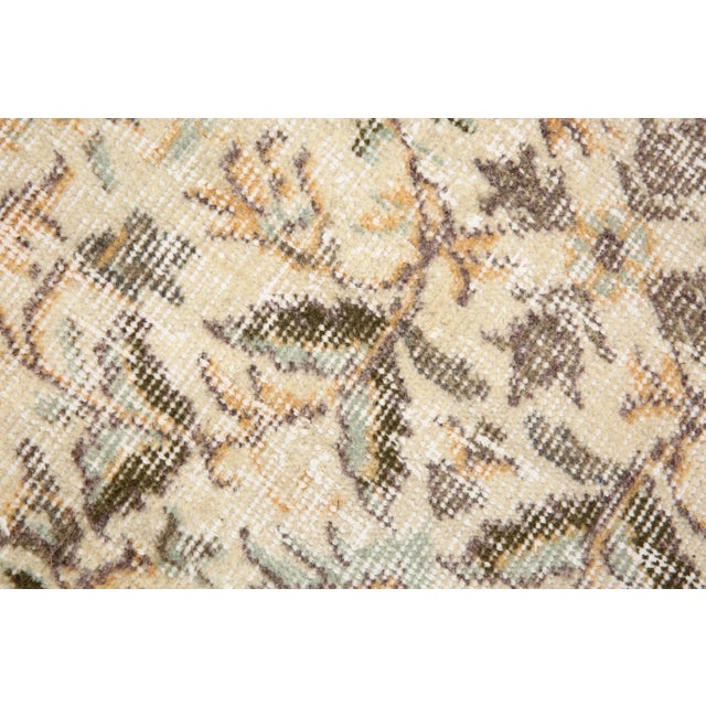 Beige Vintage Floral Runner Rug in Beige and Brown For Sale - Image 8 of 16