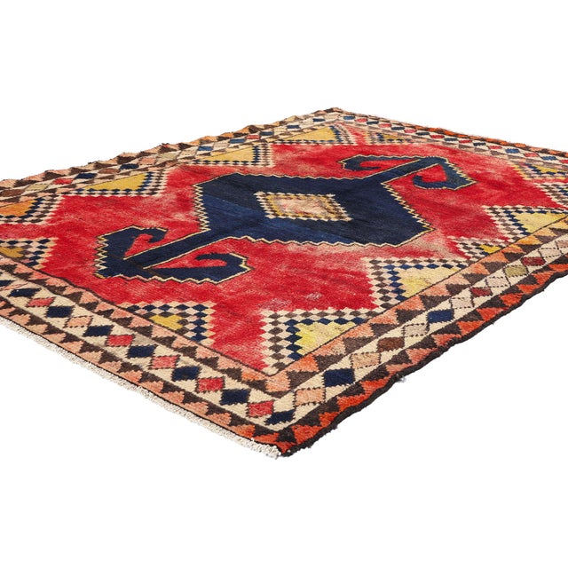 78865 Vintage Persian Lori Rug, 05'03 x 07'01. This exquisite hand-knotted wool vintage Persian Lori rug is a visual...