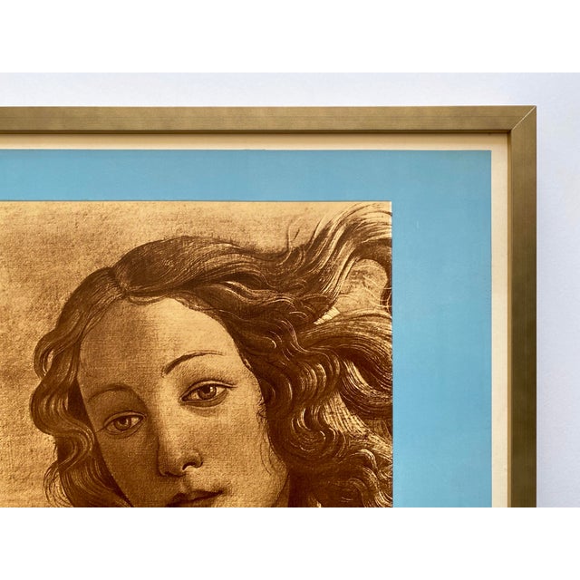 " l'Art Italien " Vintage 1935 Mourlot Fine Art Lithograph Print Art Deco Framed Paris Exhibition Poster Botticelli " Birth of Venus " 1482 For Sale - Image 9 of 12