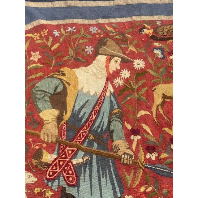 1970s Mid-Century French Handwoven Tapestry with Medieval Design from Aubusson, 1970s For Sale - Image 5 of 18