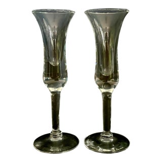 Vintage Holmegaard Cordial Glasses – Set of 2 Tulip Stem Aperitif Glasses – Denmark For Sale