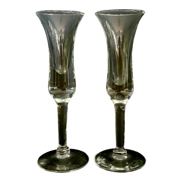 Vintage Holmegaard Cordial Glasses – Set of 2 Tulip Stem Aperitif Glasses – Denmark For Sale