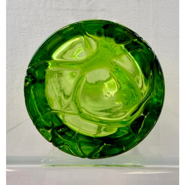 Art Nouveau Hand Blown Green Applied Glass Vase W/ Label by Margie’s Garden For Sale - Image 3 of 7