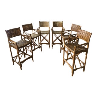 McGuire Laced Rawhide Stools - Set of 6 For Sale