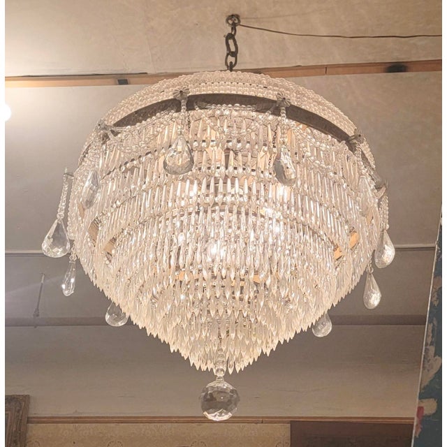 Glass Pair of Vintage Wedding Cake Chandelier For Sale - Image 7 of 10