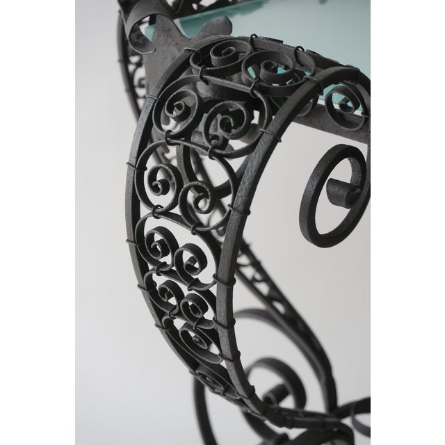 Metal Mizner Spanish Colonial Style Garden Pedestal Wrought Iron For Sale - Image 7 of 11